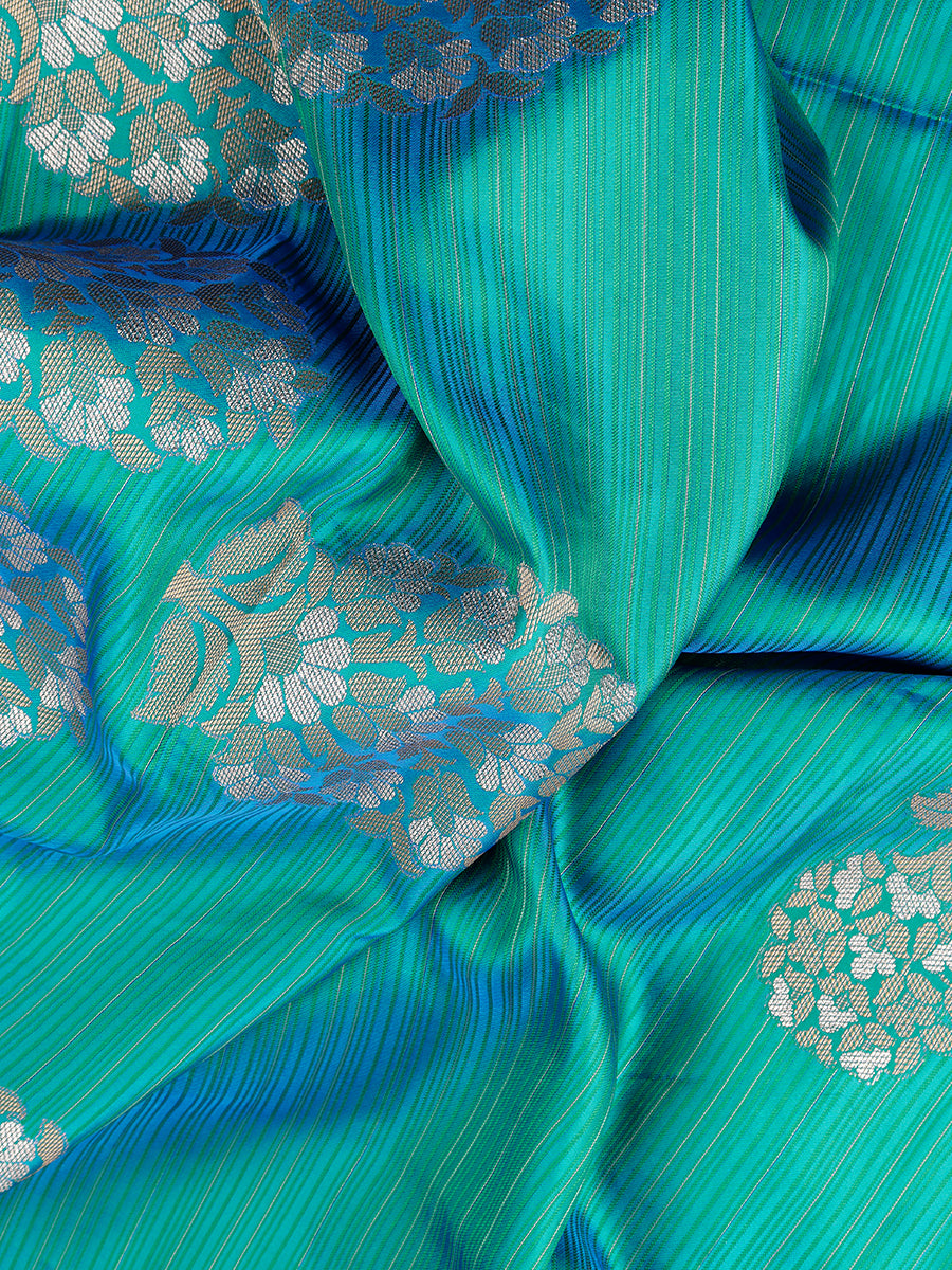 Women Stylish Flower Design Semi Silk Green Saree with Tussle SS88-Zoom view
