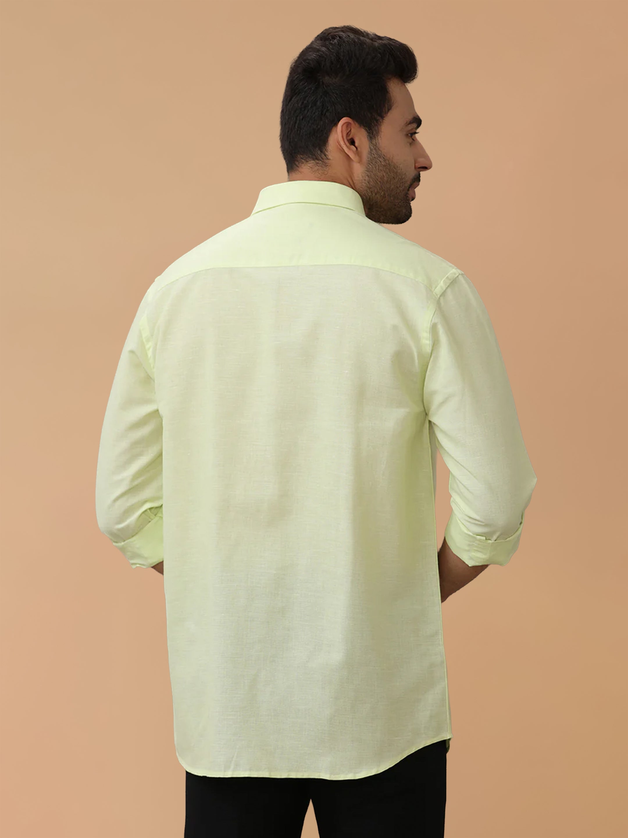 Linen Cotton Light Green Regular Fit Shirt LF3