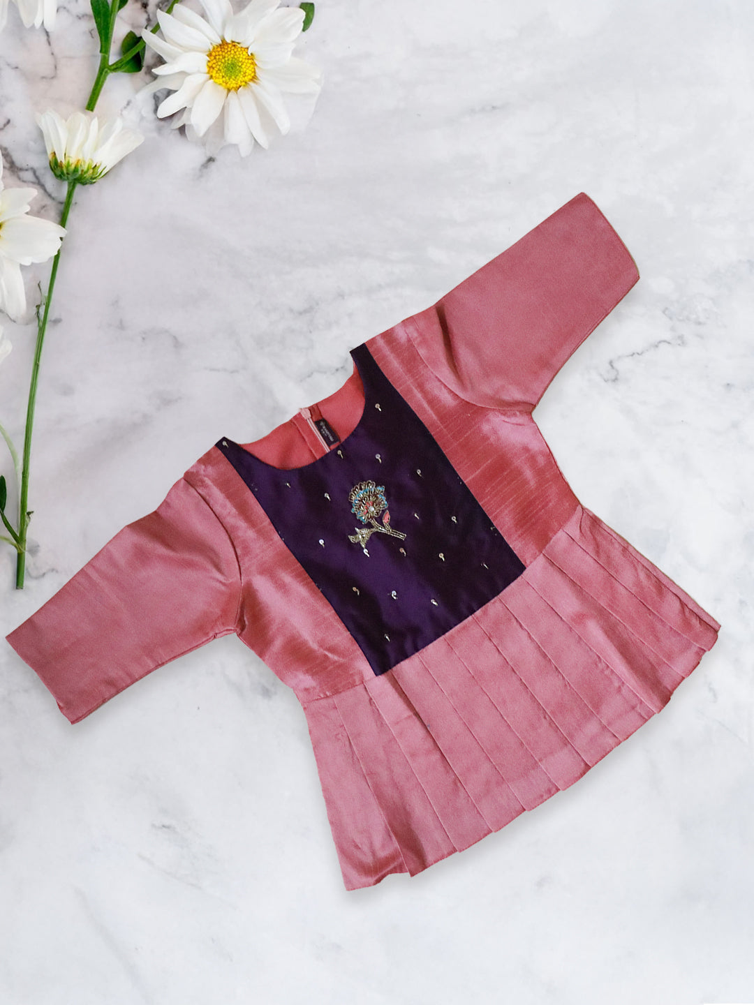 Girls Traditional Silk Cotton Skirt Set Grapewine with Pink GPS24
