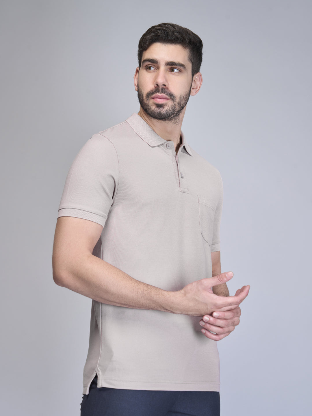 Men Cotton Rich Smart Fit Expert Polo T-Shirt Silver Berry EP24