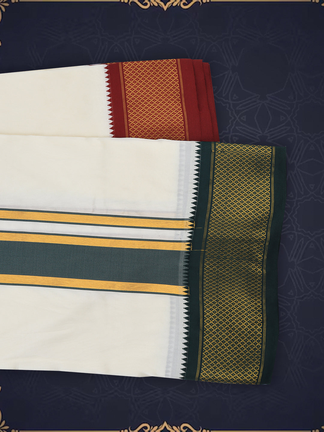 Men Art Silk Cream Panchakacham 9K (8*4)