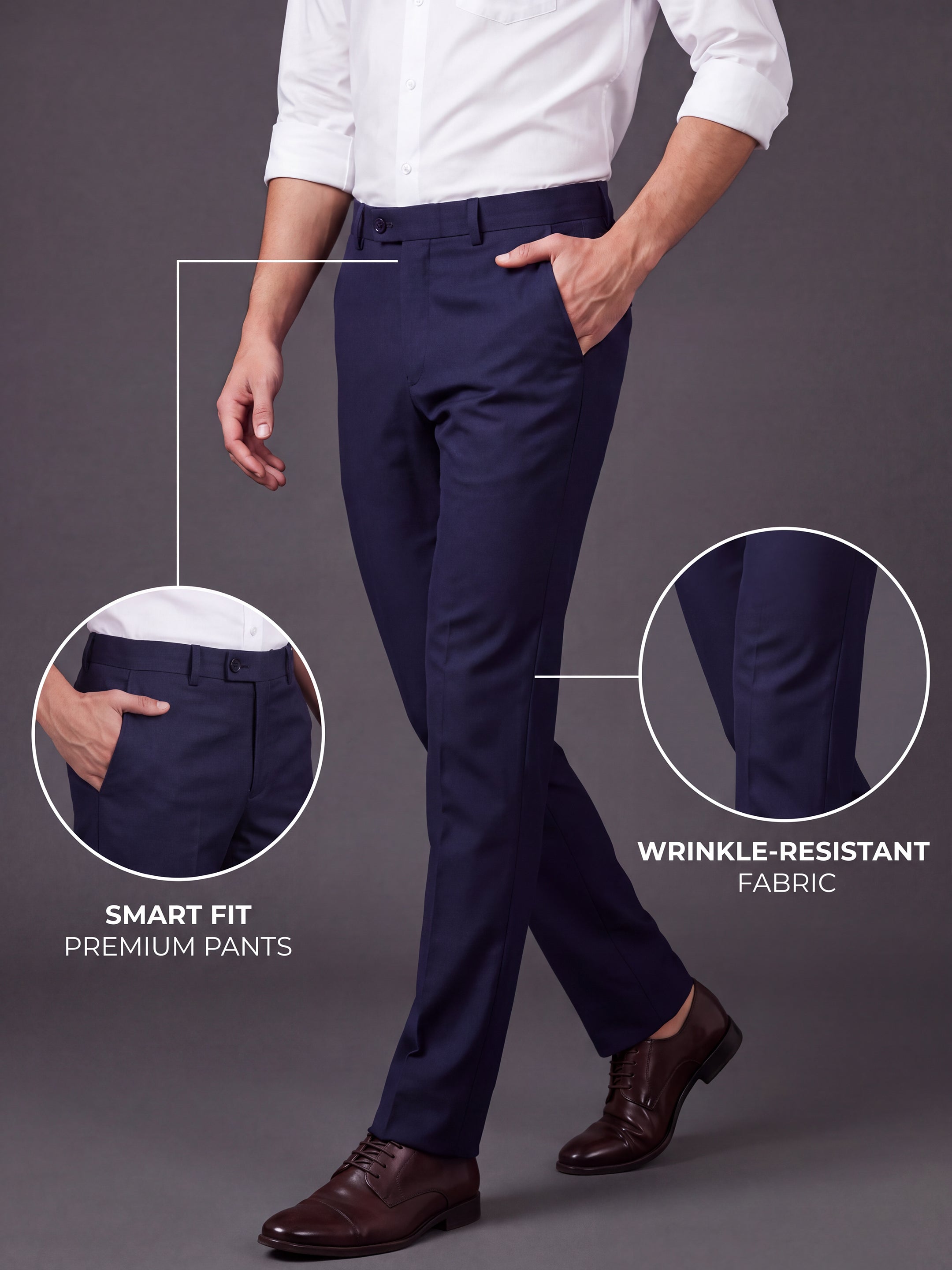 Prima Club Cotton Poly Viscose Stretchable Waistband Dark Blue Pants