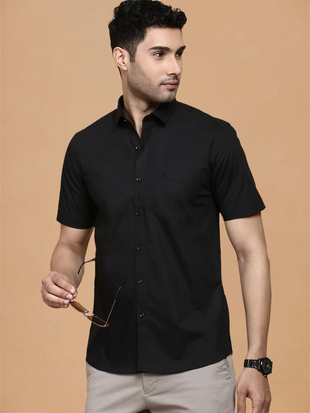 100% Cotton Smart Fit Classic Black Shirt