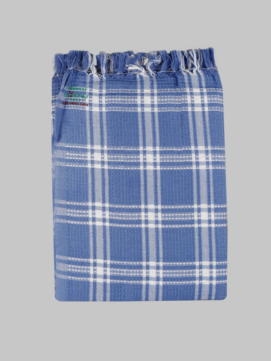 Evergreen Special Checked Bath Towel Colour-Navy blue