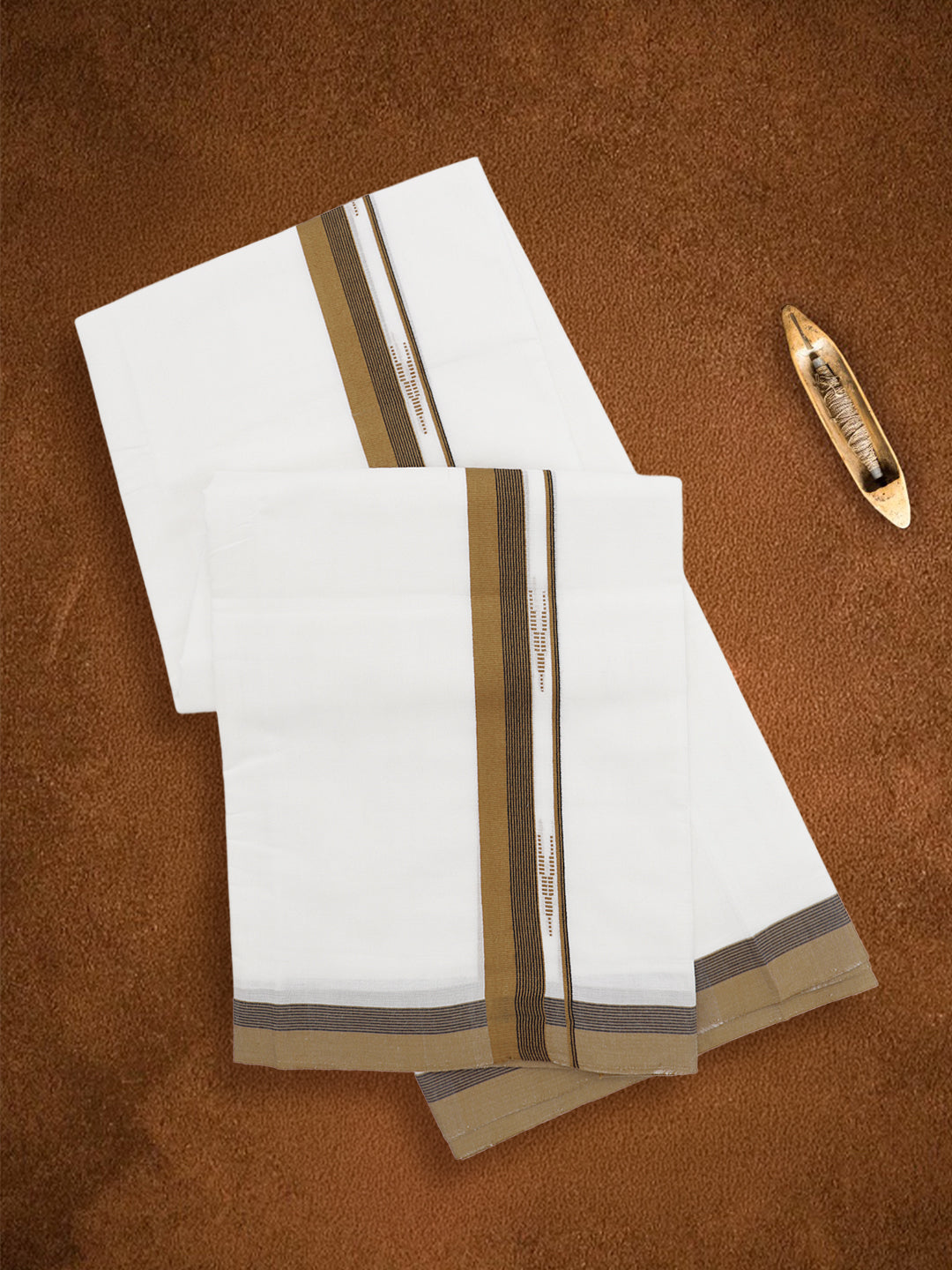 Men Premium Handloom White Dhoti with Fancy Border HLM100