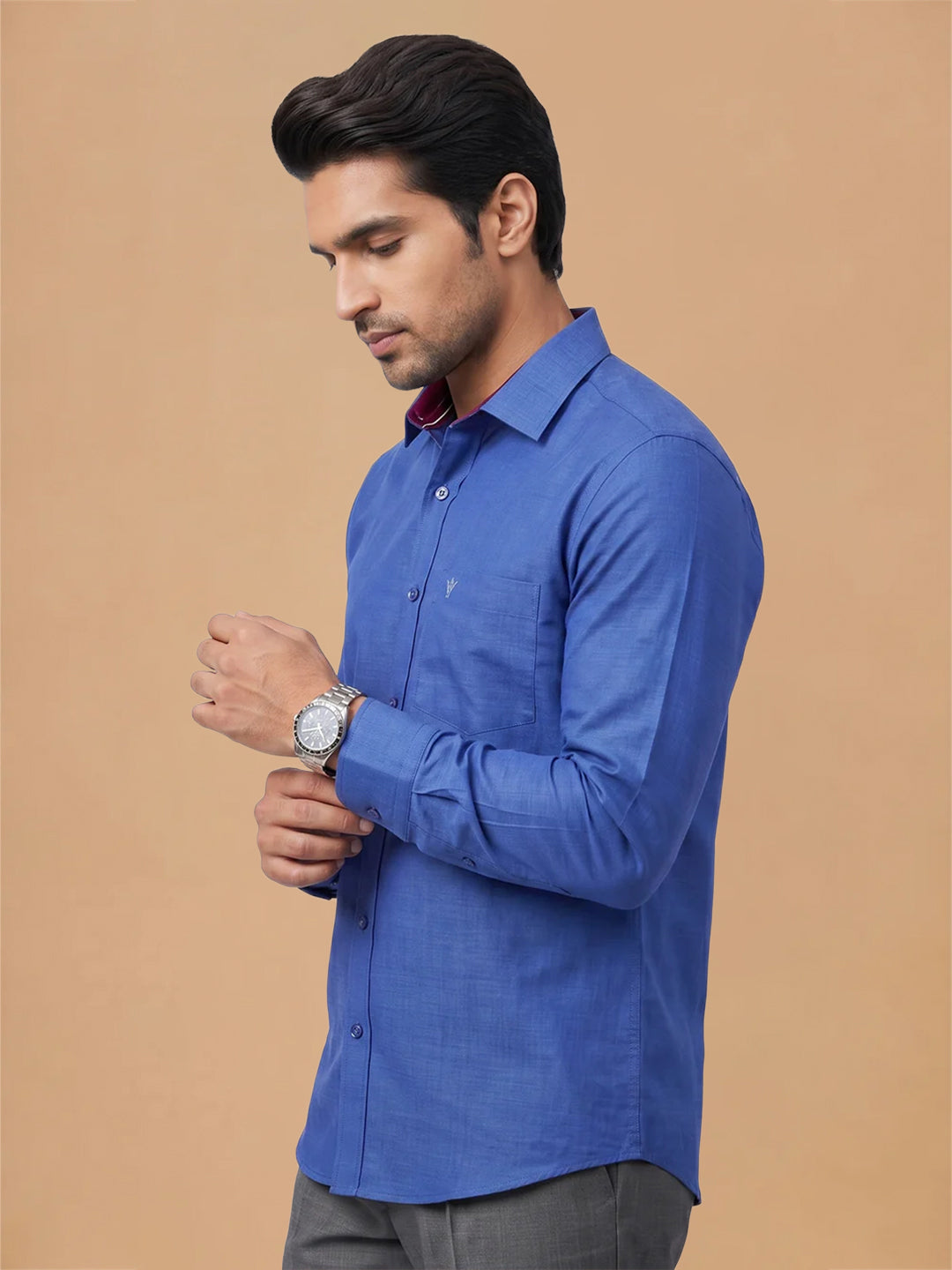 Pack of 2 | 100% Cotton Smart Fit Shirts - Dark Blue & Maroon
