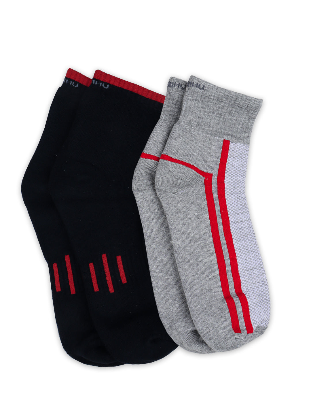 Men Bamboo Sports Ankle Length Socks Black & Grey Melange SAD2