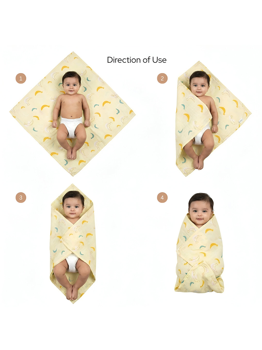 Ultra Soft Newborn Baby Wrapping Cloth (Pack of 3) Lightweight & Breathable Cotton | 1m x 1m