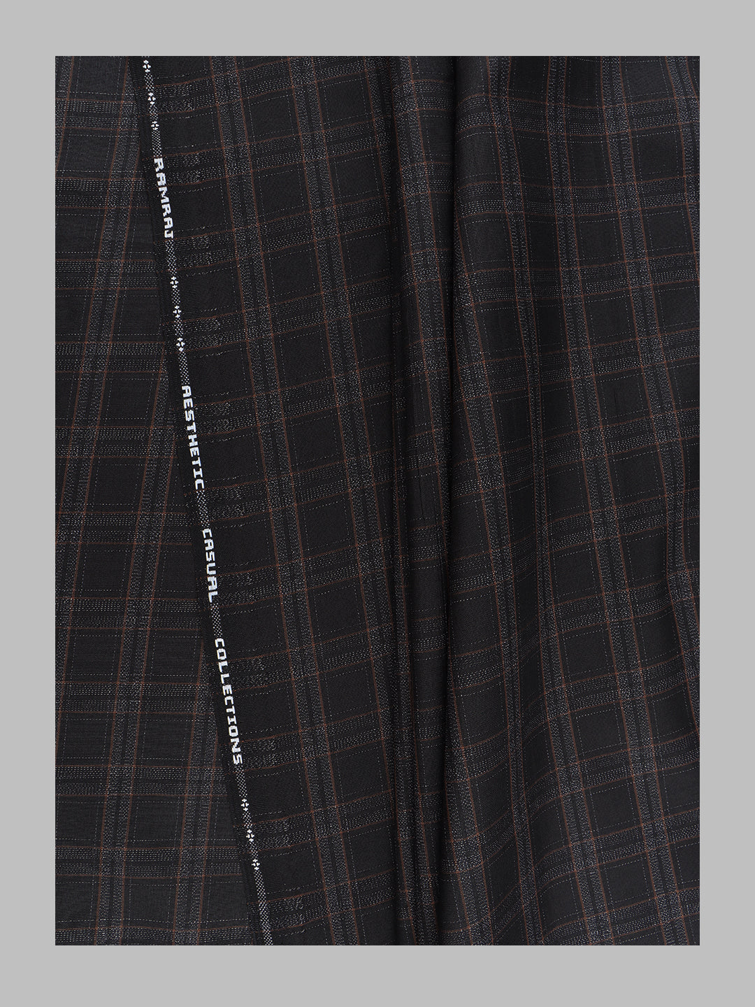 Men Cotton Rich Checked Shirt Fabric Black High Style