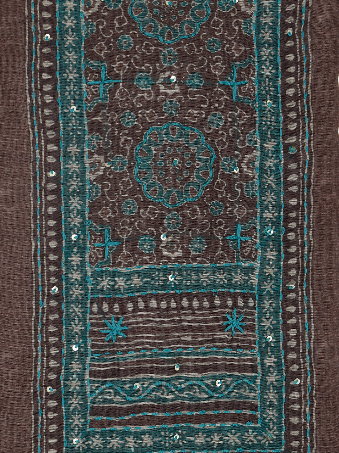 Women Pure Cotton Printed Dress Material Brown DM336