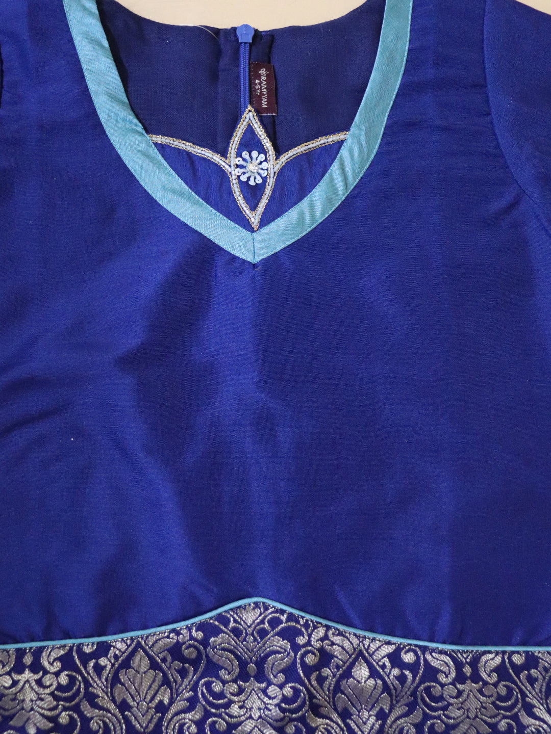 Girls Traditional Silk Cotton Skirt Set Blue GPS22