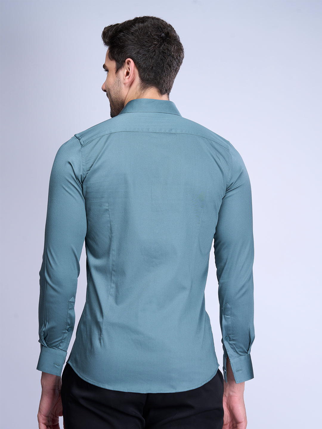 Men Slim Fit Blue Full Sleeves Shirt