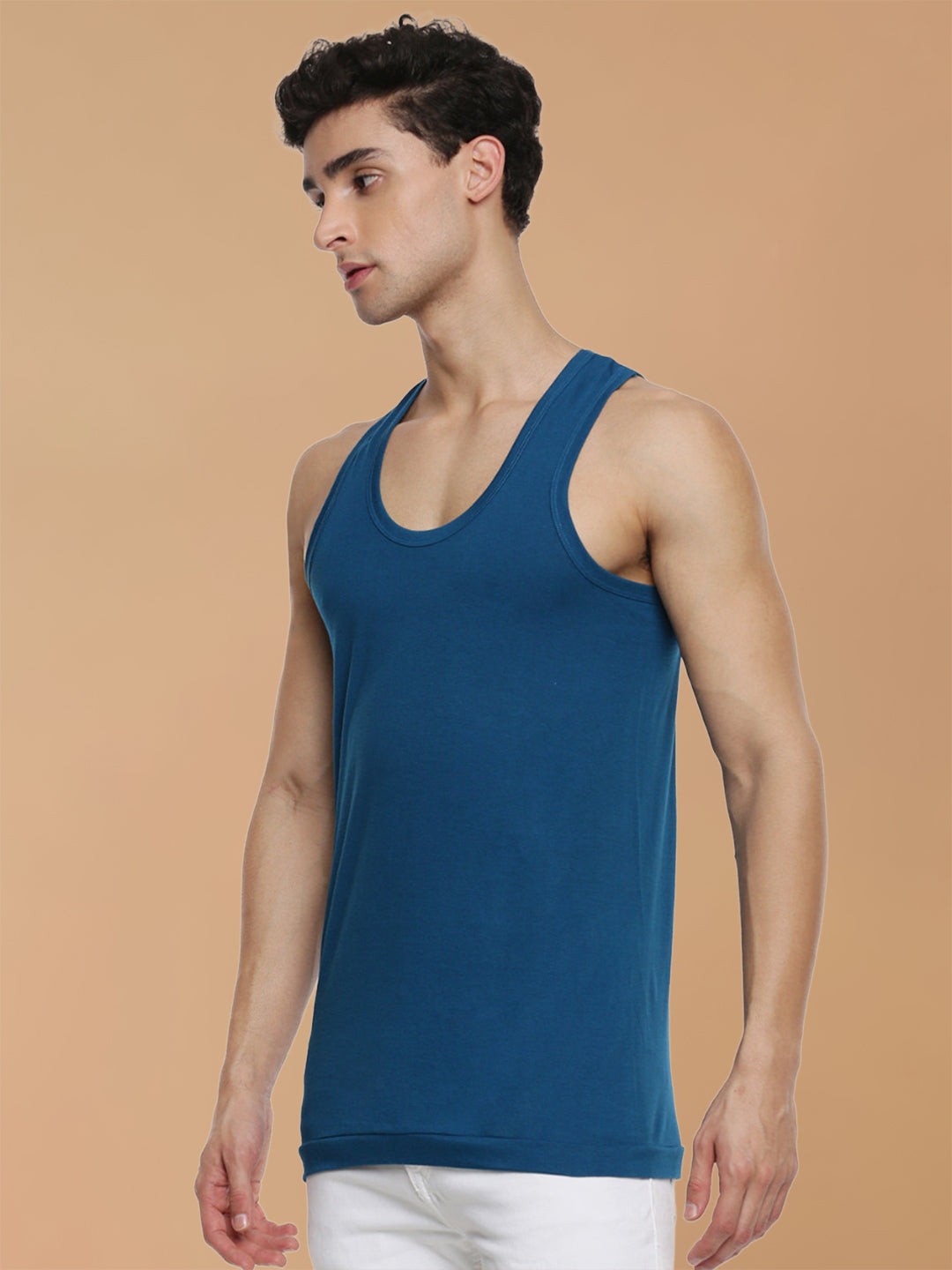 100% Combed Cotton Assorted Colour Vest RN Sukra (Pack of 2)