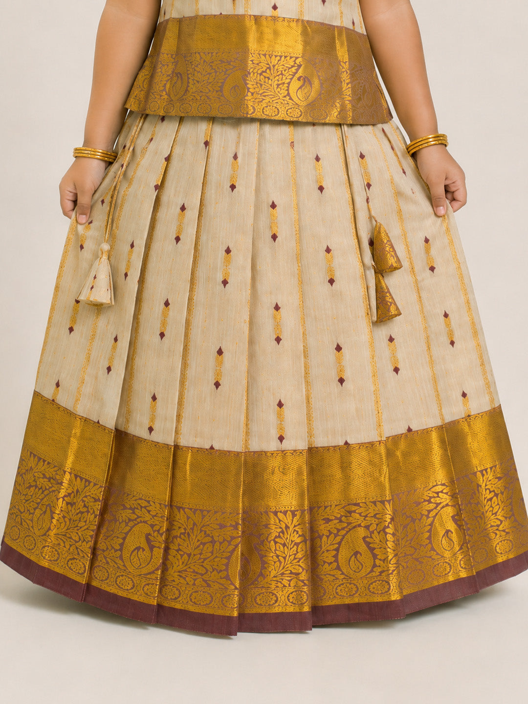 Girls Tissue Gold Pattu Pavadai Set GPS61