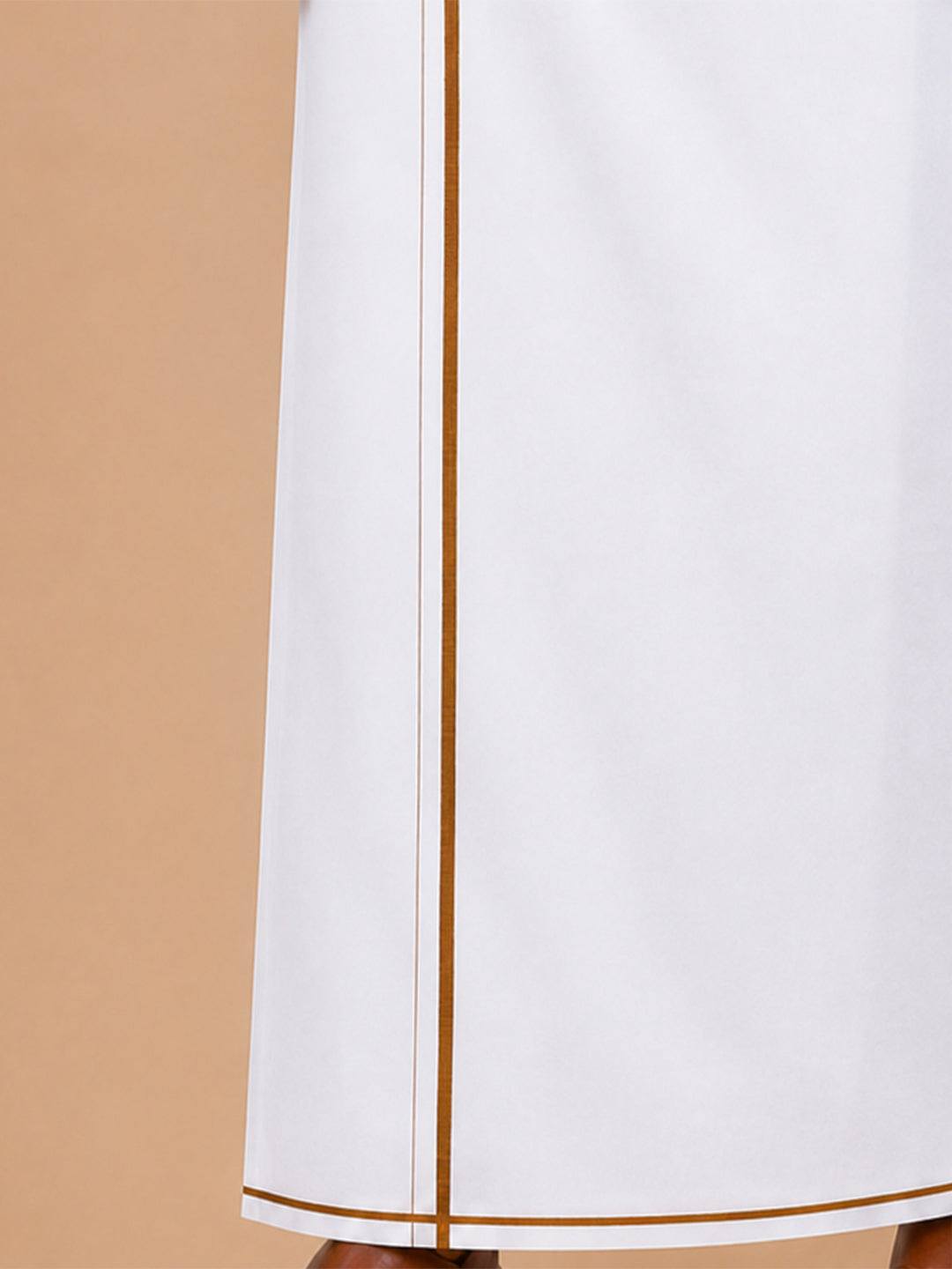 Single Layer Cotton Linen White Dhoti with Small Border - Lee Sort LDS03