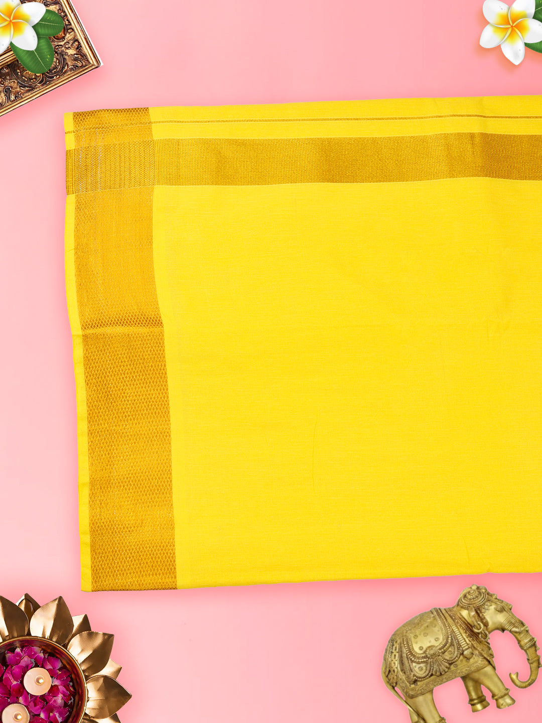 Mens Panchakacham Dhoti with Angavasthram Dheeksha Yellow (9+5)-View four