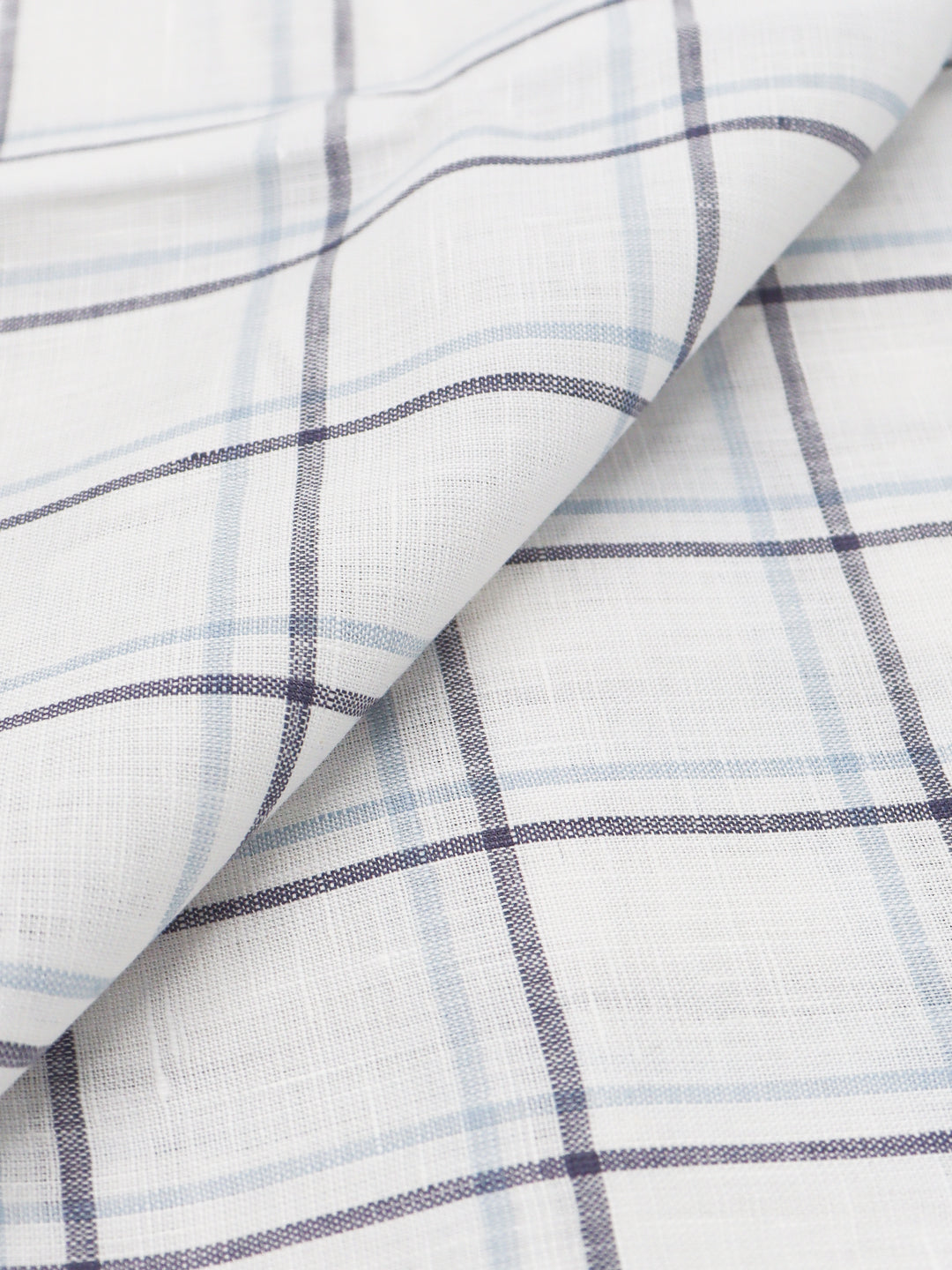 Men Linen Rich White Checks Shirt Fabric Prime
