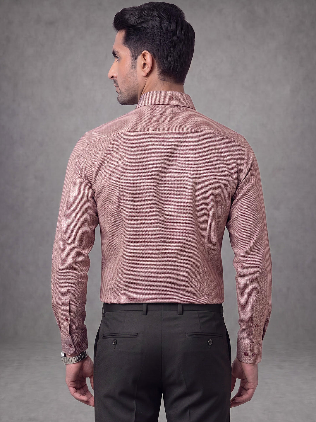 Prima Club Premium Cotton Dobby Pink Red Regular Fit Shirt SRBD1