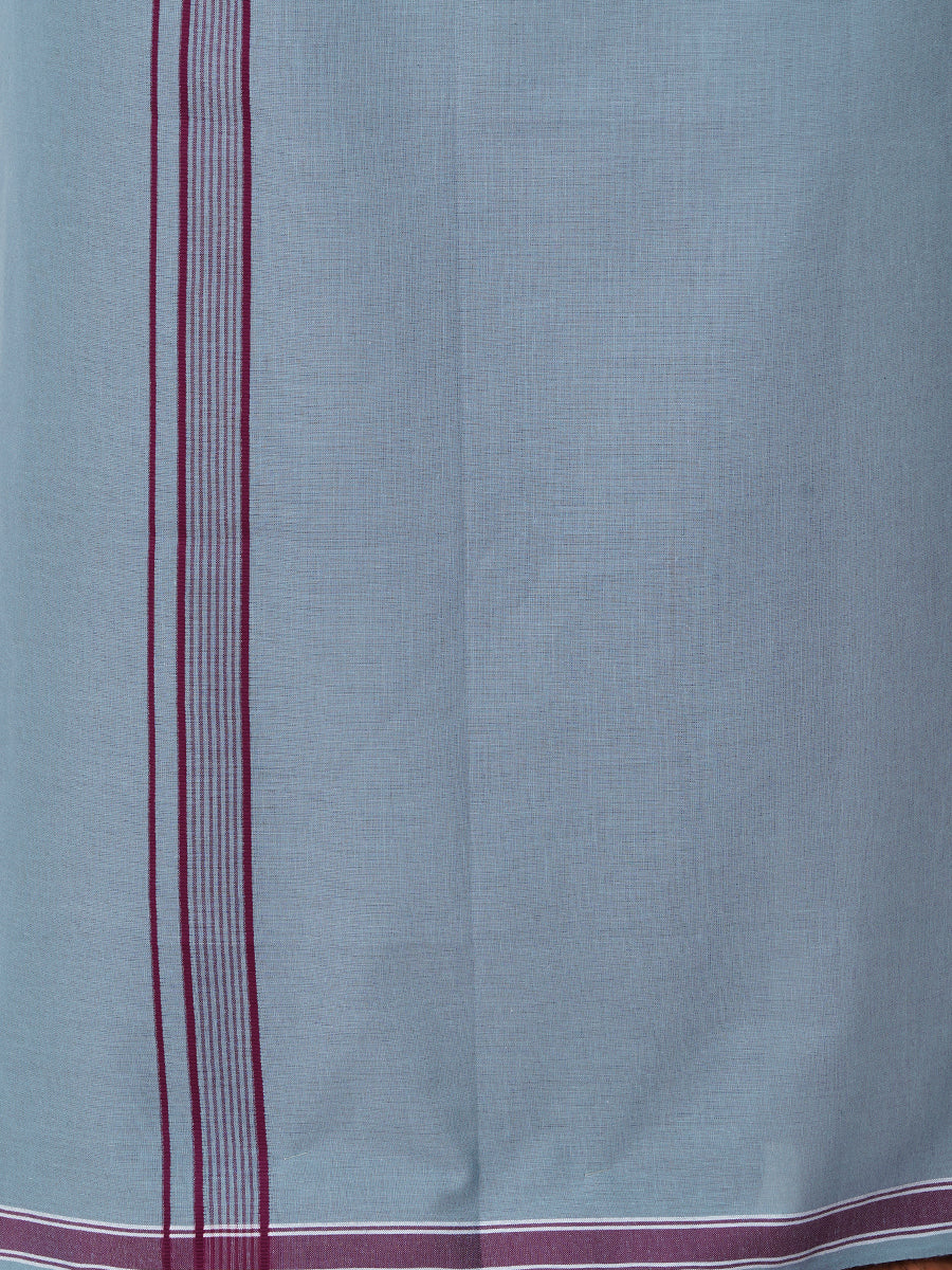 Mens Grey Lungi with Fancy Border Charming Line Colour 3-Zoom view