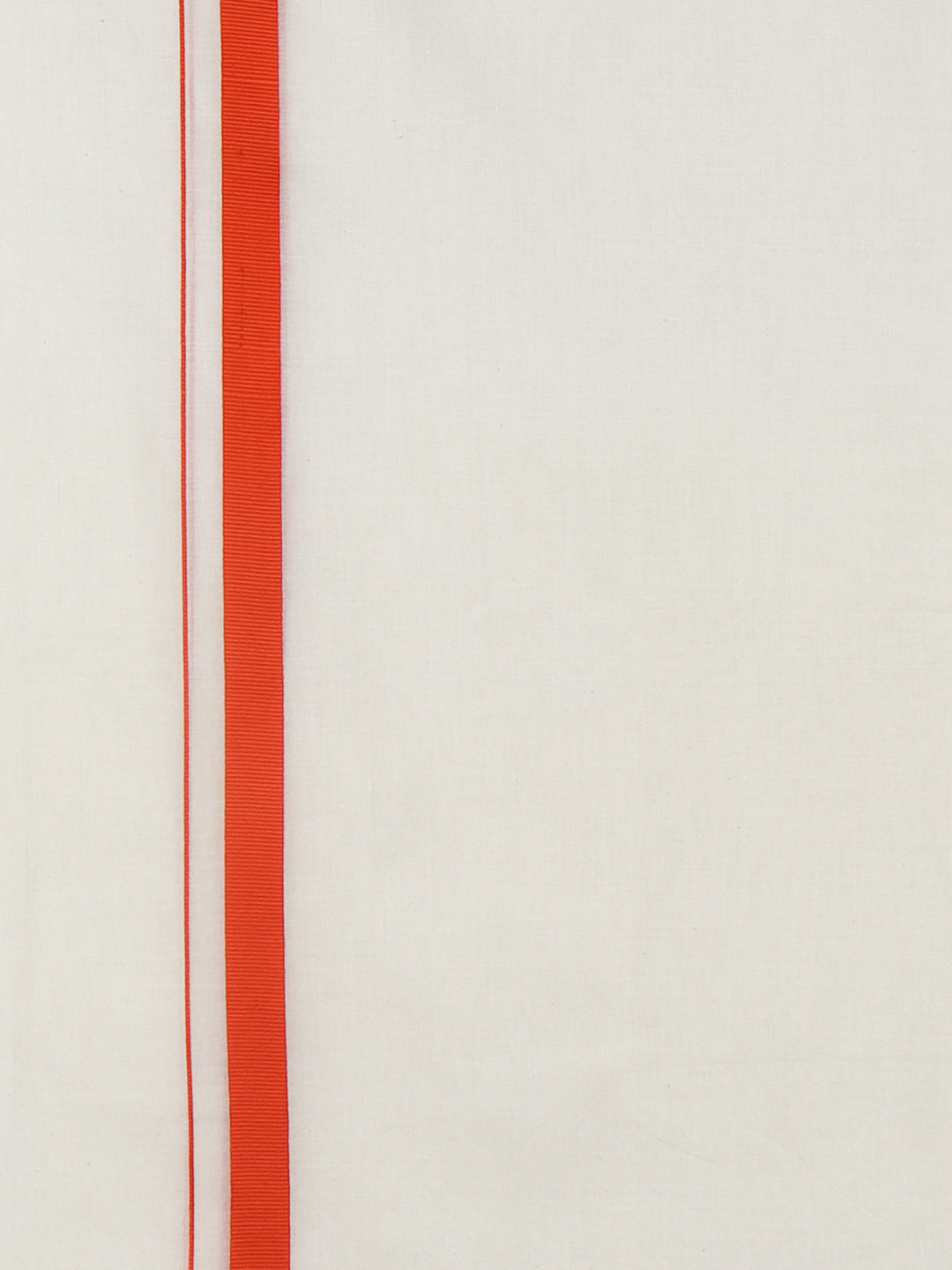 Men Kora Cotton Double Layer Dhoti with Orange Fancy Border LS04