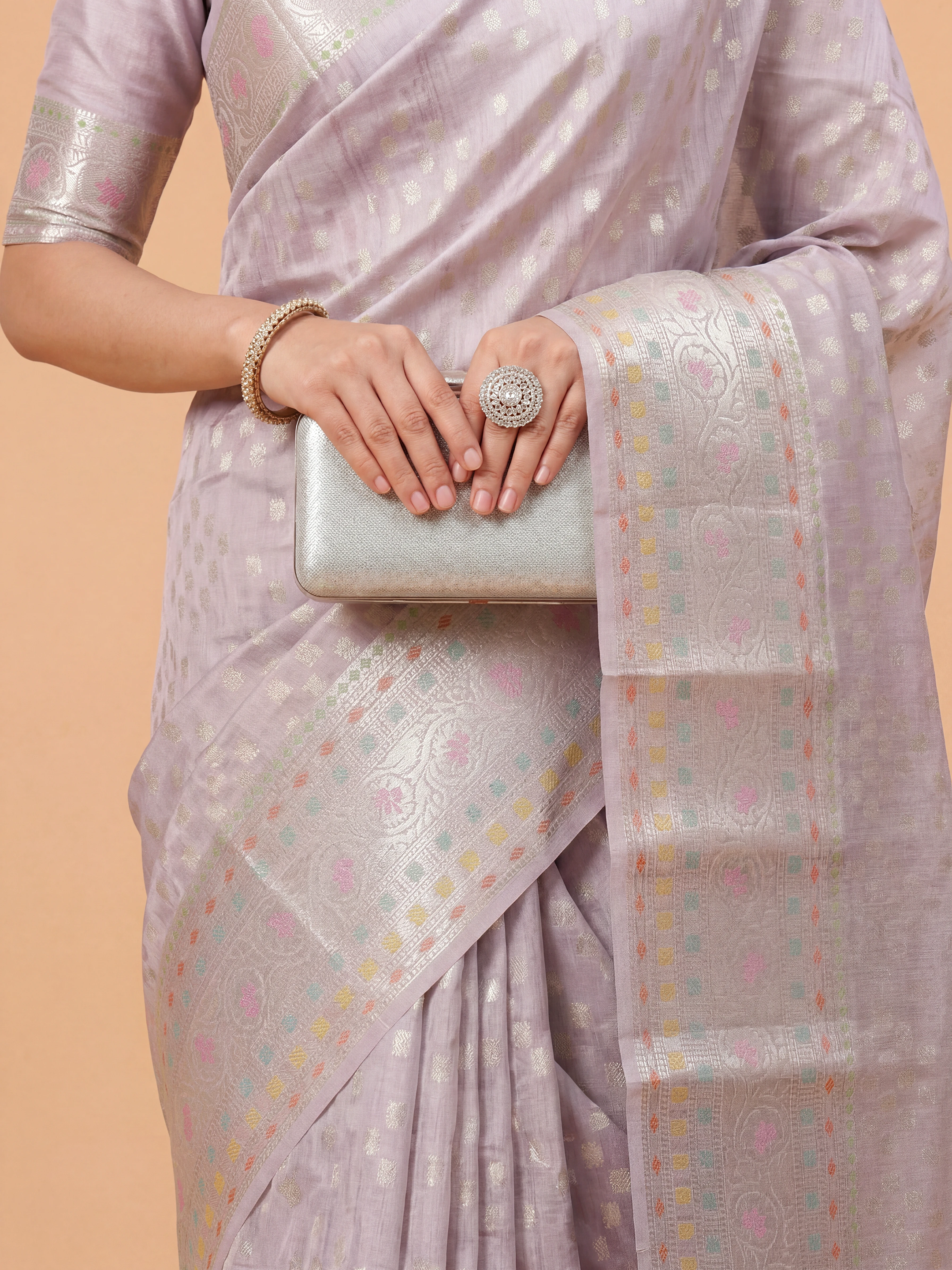 Women Tissue Lavender Saree TS67
