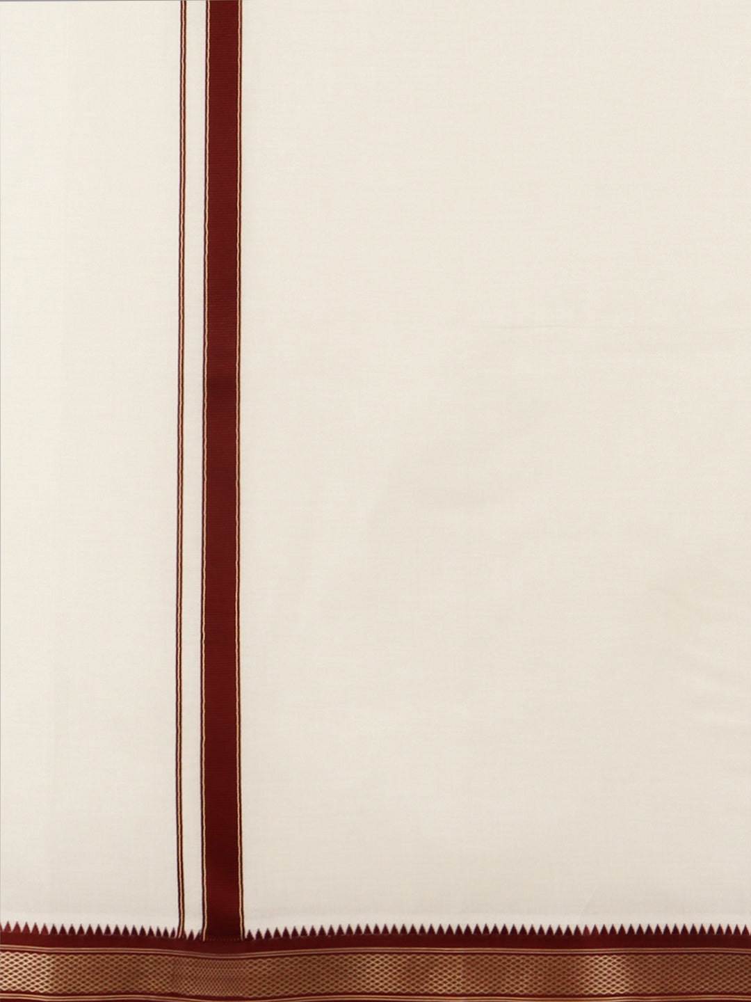Men Kora Cotton Single Layer Dhoti with Mayilkhan Border Brindhavan (4 Way Dhoti )