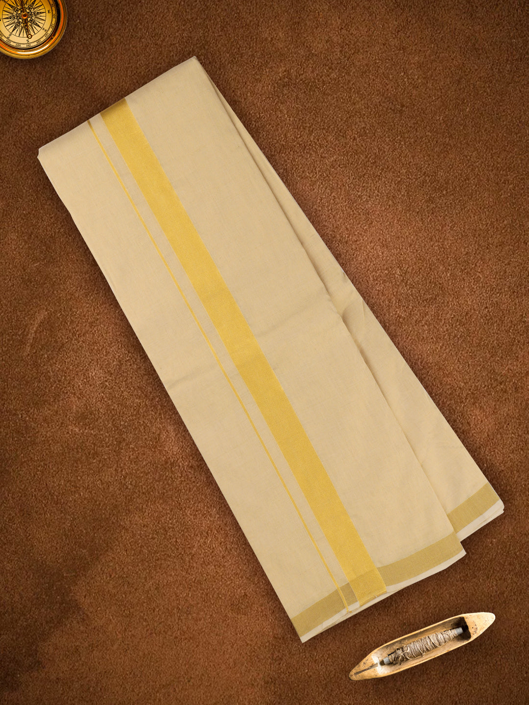 Double Layer Premium Handloom Gold Jari Dhoti 4m