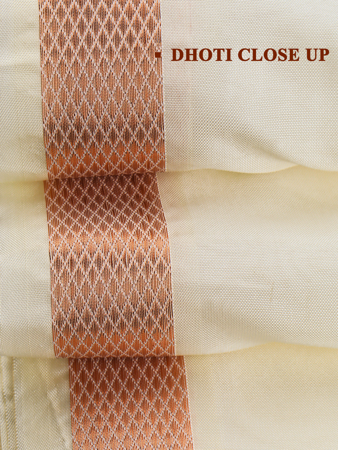 Men Art Silk Jari Dhoti & Shirting Set Copper Shubha Hora (3*1)