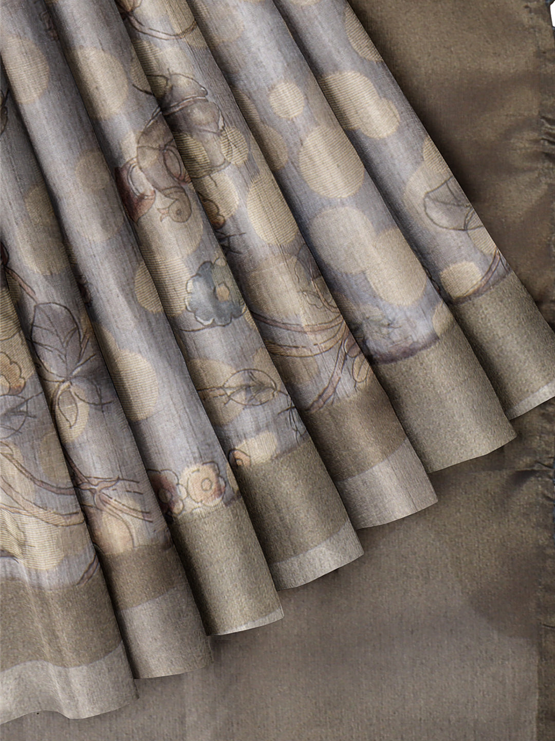 Women Pastel Blue Semi Tussar Printed Saree ST261