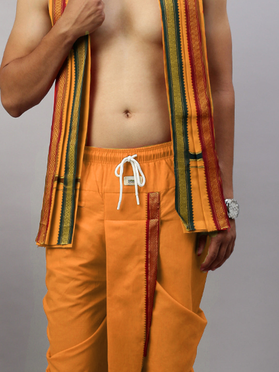 Men Readymade Panchakacham & Towel Set Kaavi Naivedhya