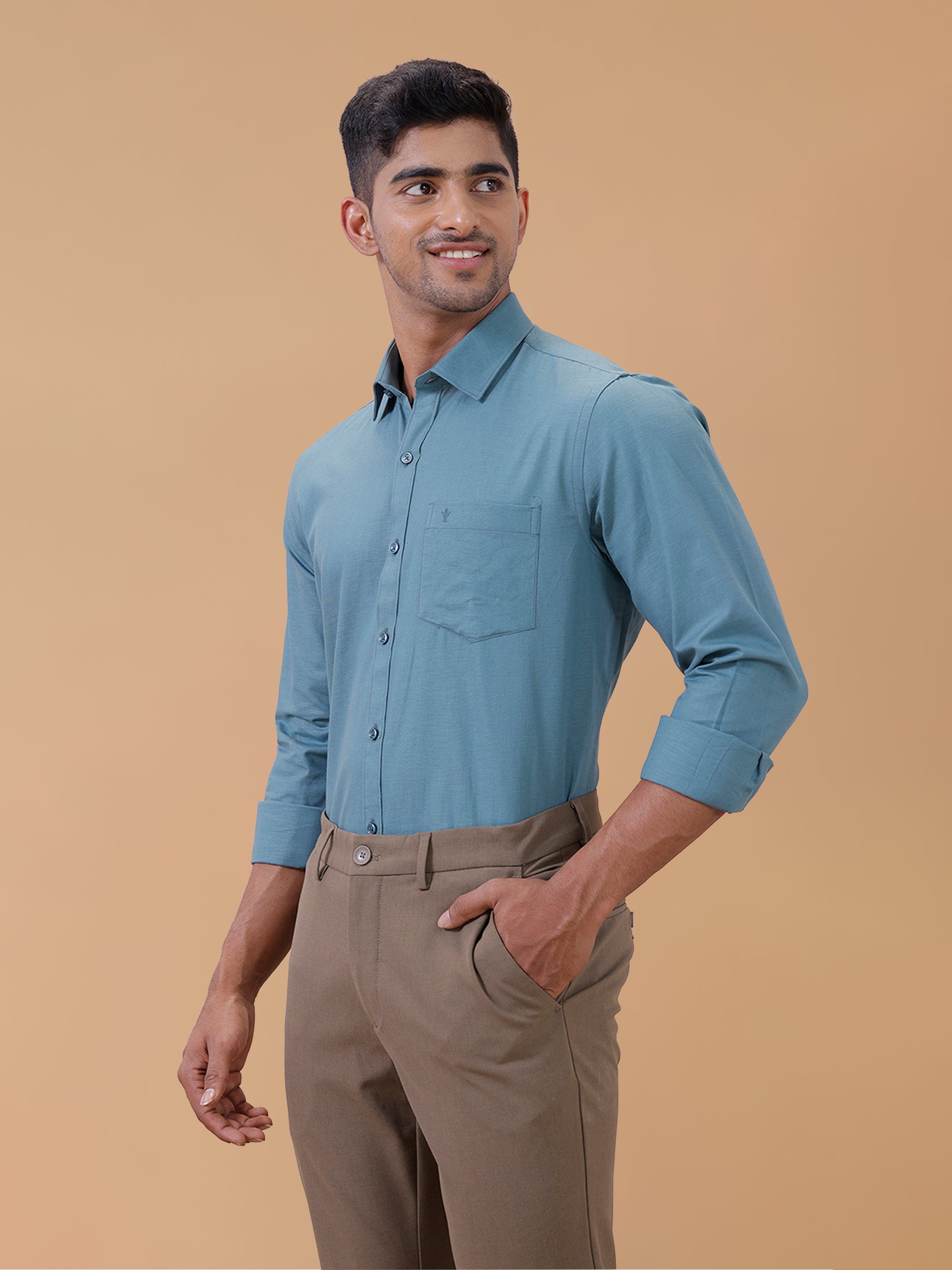 Cotton Rich Dark Teal Green Regular Fit T64 ANT7