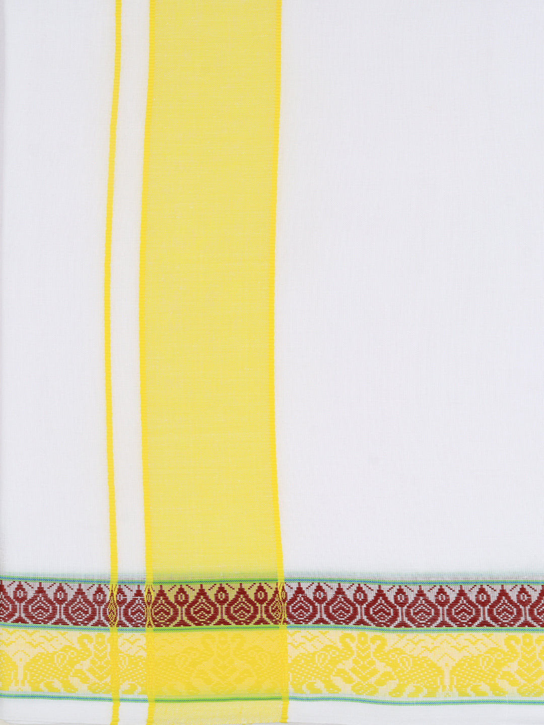 Men Cotton Yellow Fancy Border Panchakacham with Angavasthram (9+5) JD06