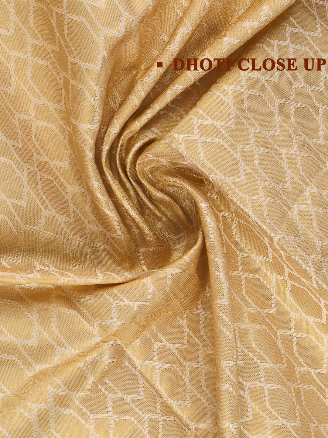 Men Art Silk Wedding Set Dhoti Shirting & Towel Set Gold Brahmotsavam B14(3*1)