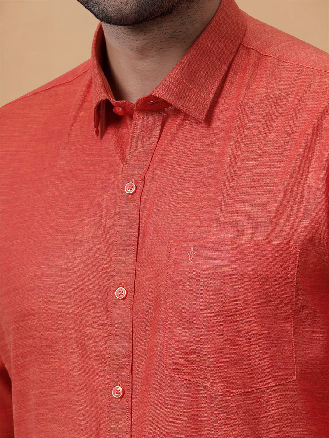Cotton Rich Bright Red Regular Fit Shirt T28 TD6