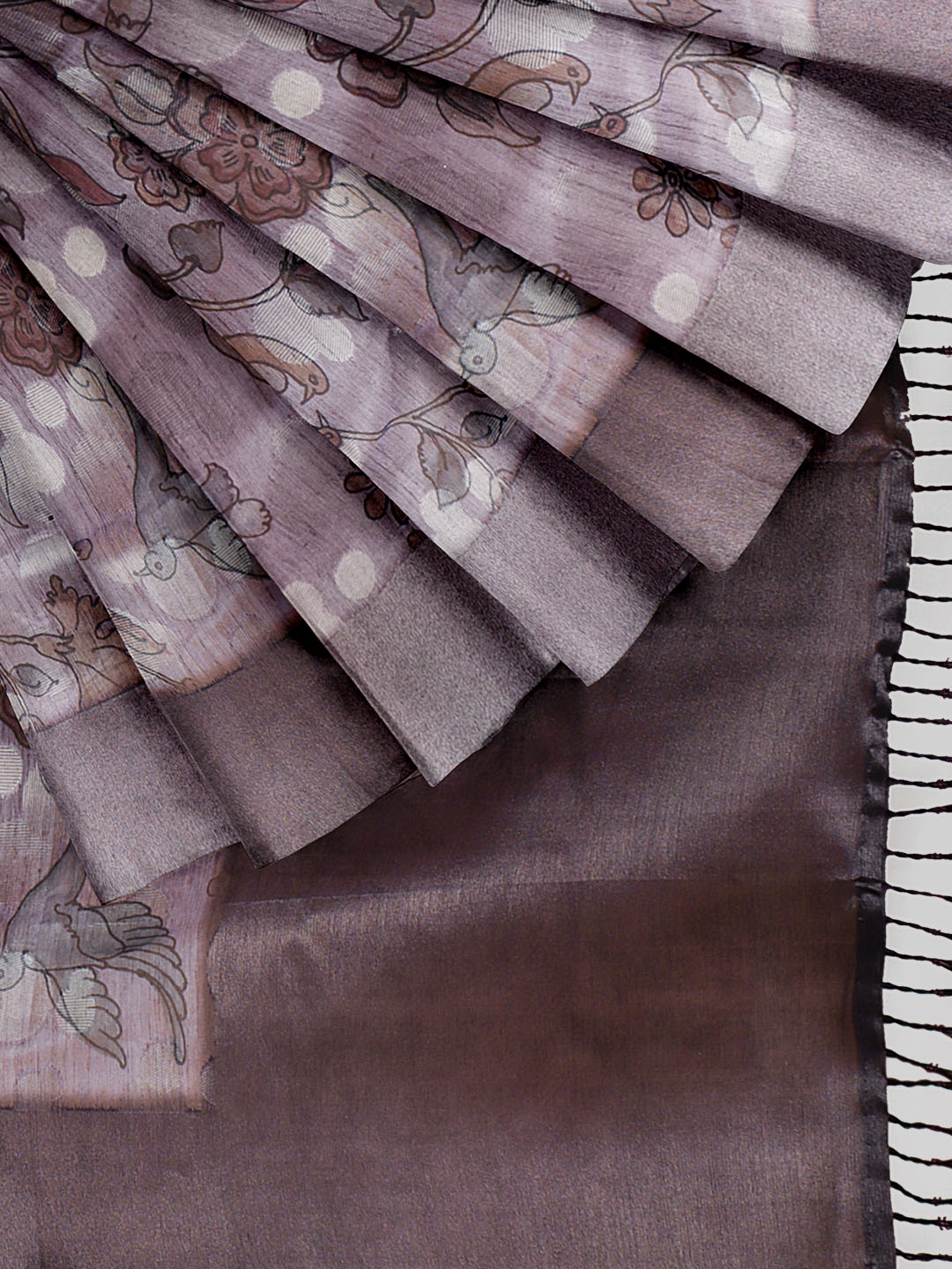 Women Purple Semi Tussar Printed Saree ST258