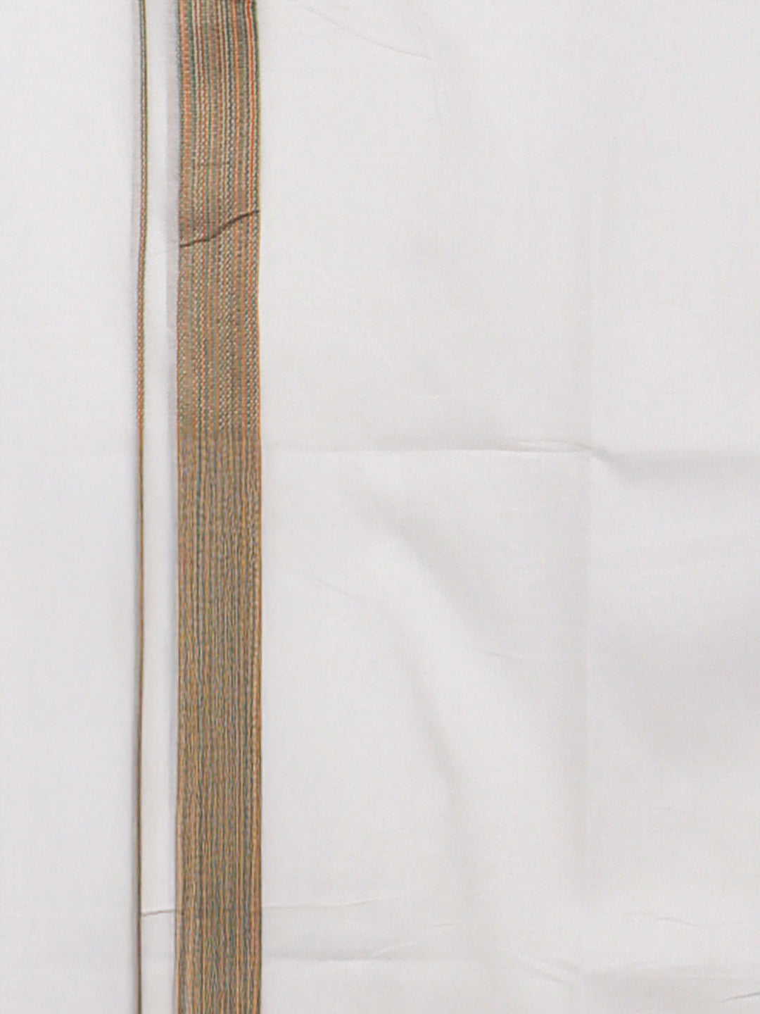 Men 100% Cotton Double Layer White Dhoti with Fancy Border PMF11