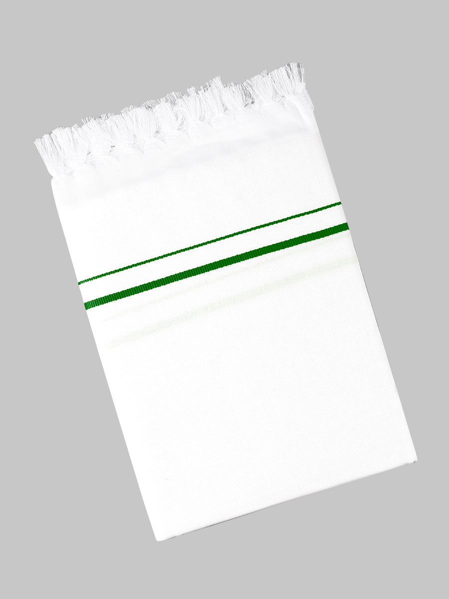 Flint Cotton White Bath Towel SB-Green