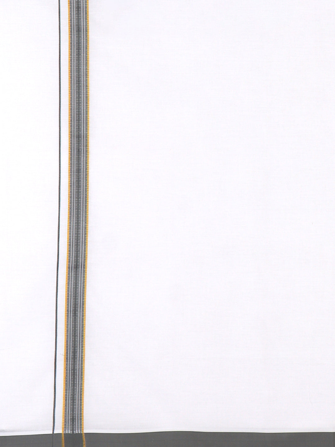 Men Cotton Blend Single Layer White Dhoti with Fancy Jari Border WGF14