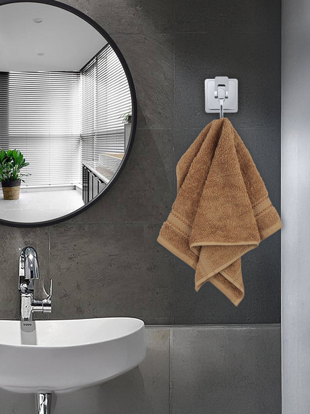 Bamboo Cotton Terry Hand Towel Brown HC8 (Pack of 2)
