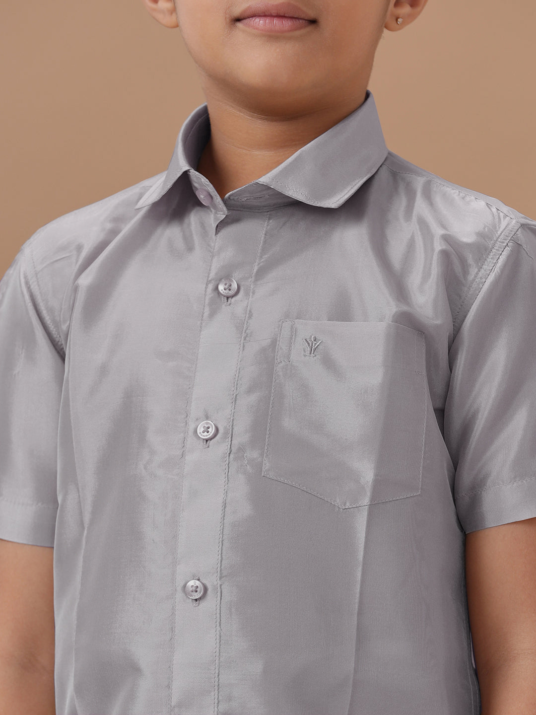 Boys Shirt & Dhoti Set Swayamvara Silver Grey