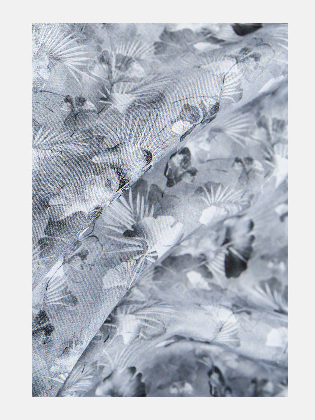 Men Cotton Printed Shirt Fabric Grey Leaf Savoy Print