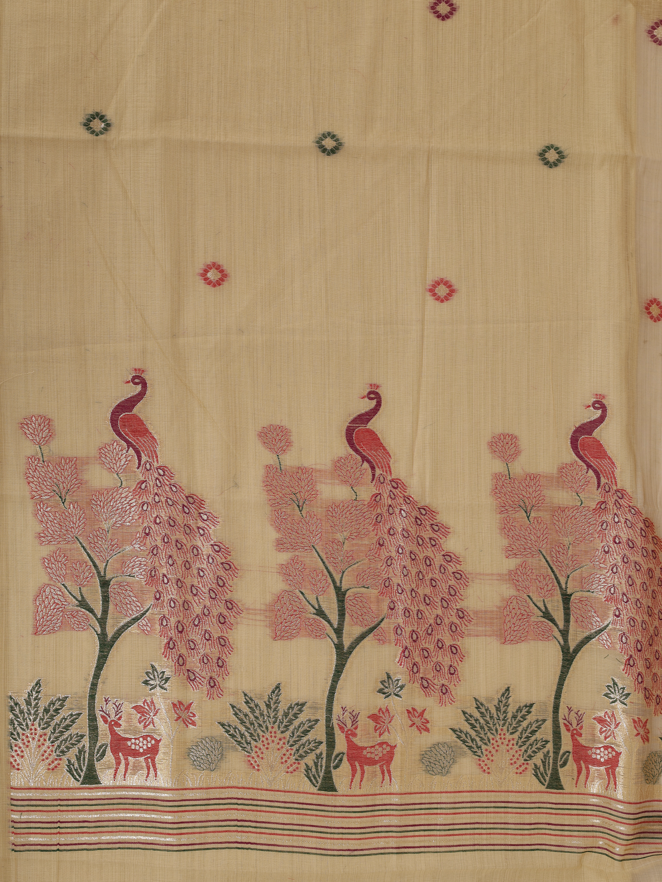 Women Light Brown Spun Poly Printed Saree SP09