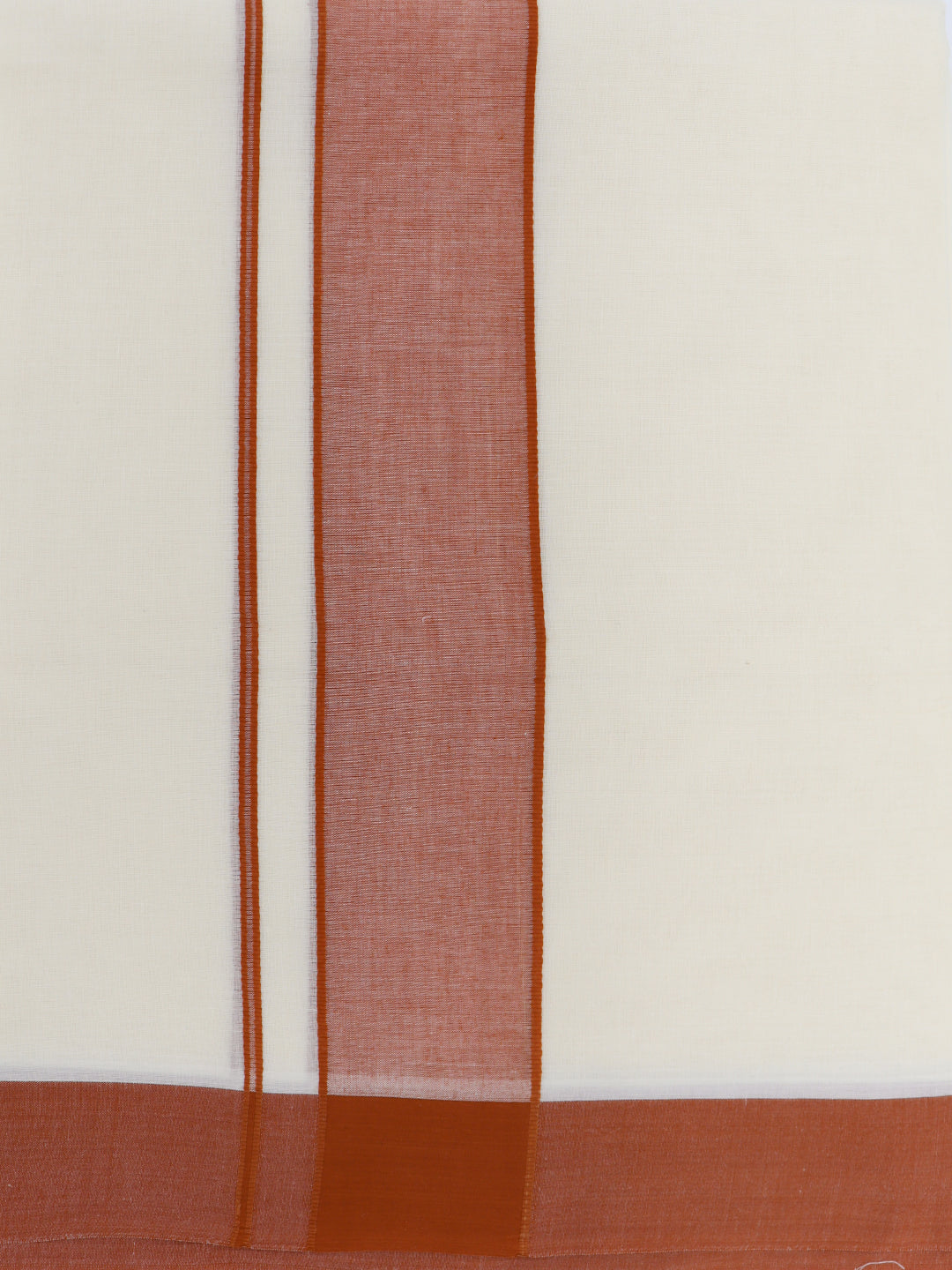 Double Layer 100% Cotton Cream Kora Dhoti with Colour Border - GK02