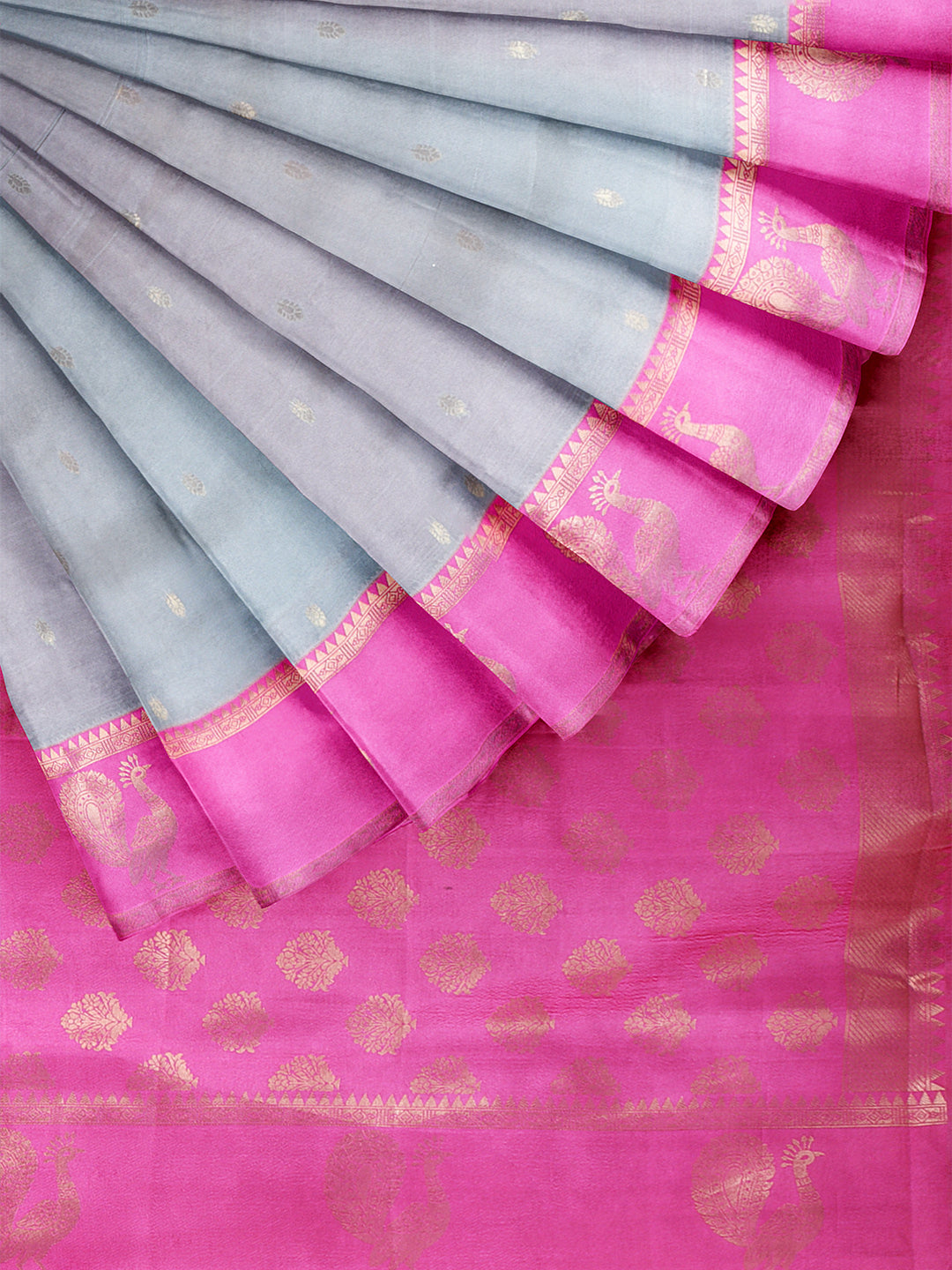 Women Grey with Pink Art Silk Saree ASS95
