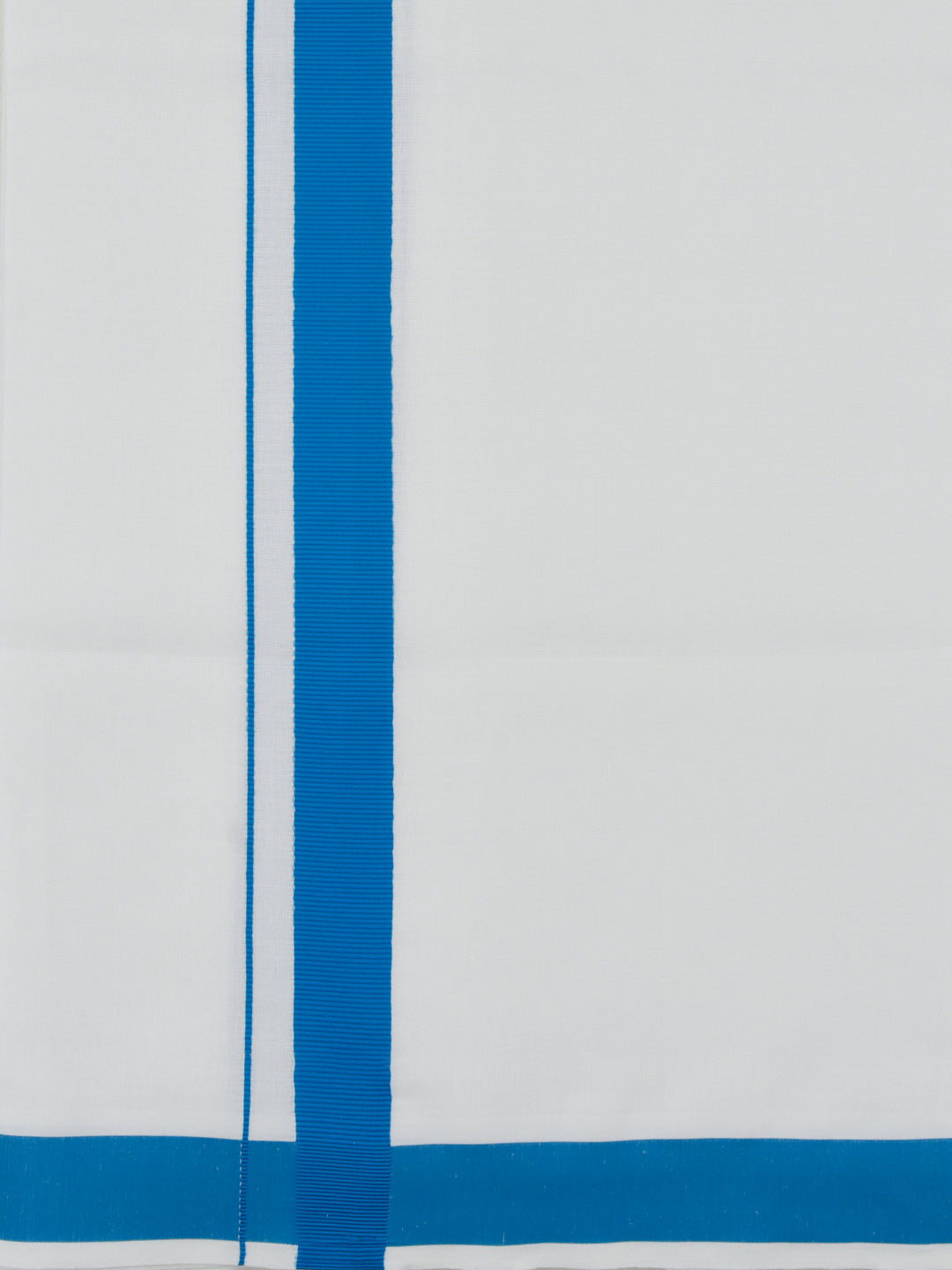 Men Cotton Blend Single Layer White Dhoti with Big Border WS02