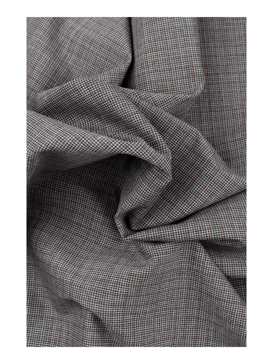 Premium Australian Merino Wool Blended Colour Checked Pants Fabric Grey Mark Wool-Close view