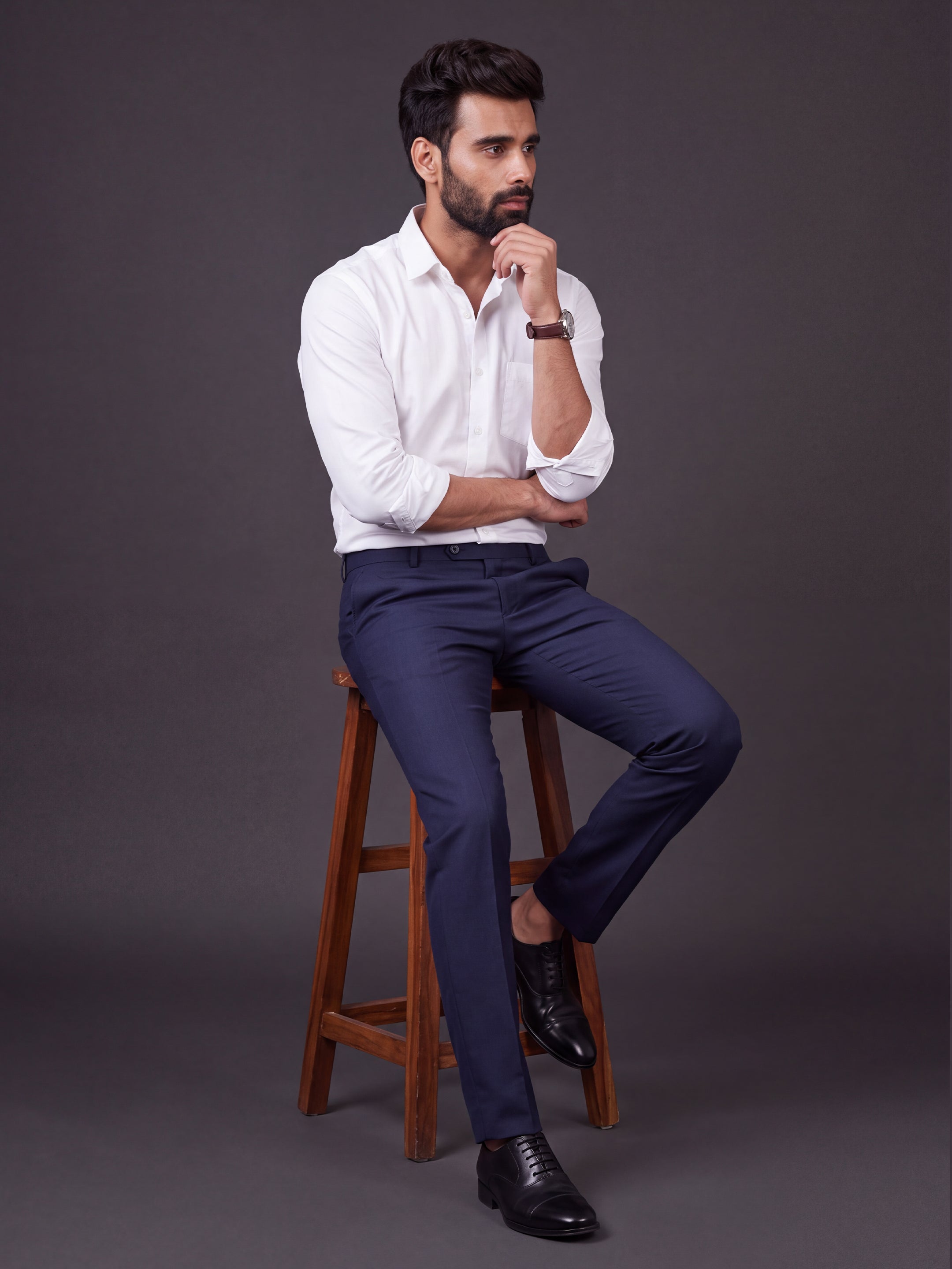 Prima Club Cotton Poly Viscose Stretchable Waistband Dark Blue Pants