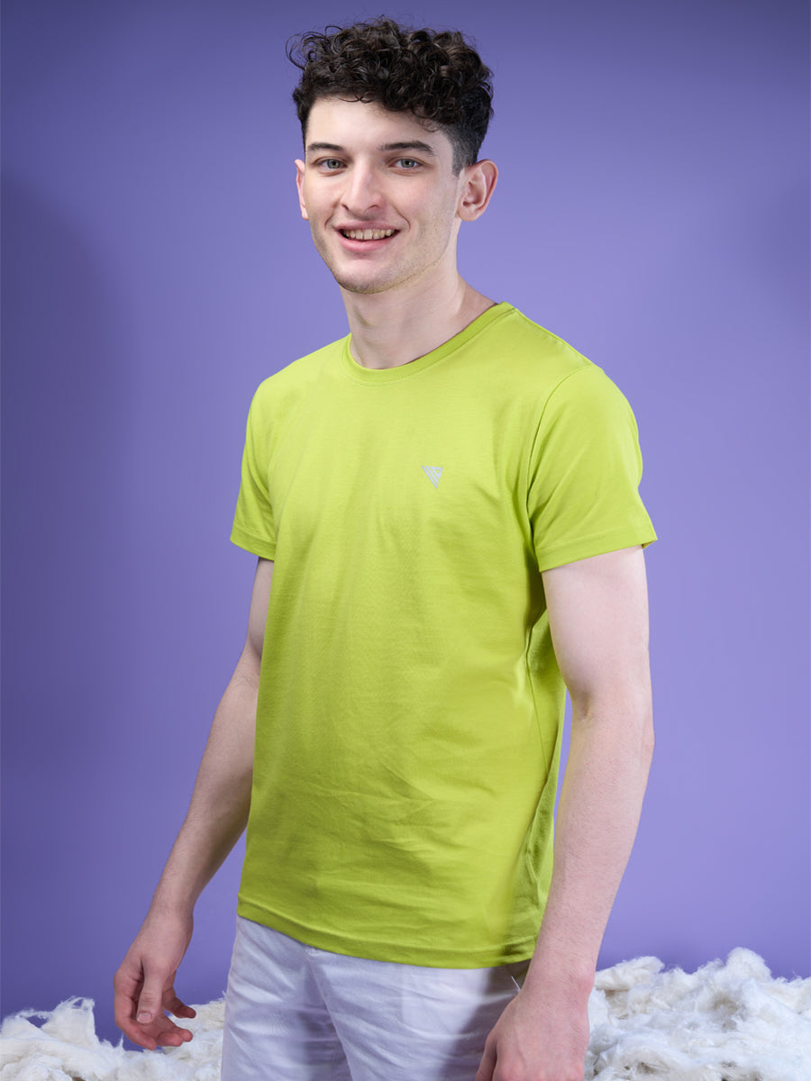 Mens 100% Cotton Lime Green Half Sleeves Expert Tee