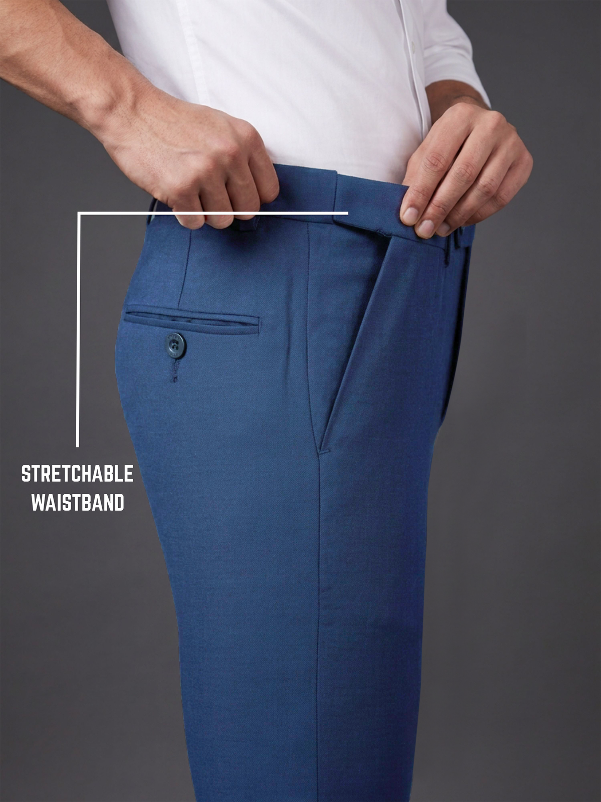 Prima Club Wool blended Stretchable Waistband Blue Pants