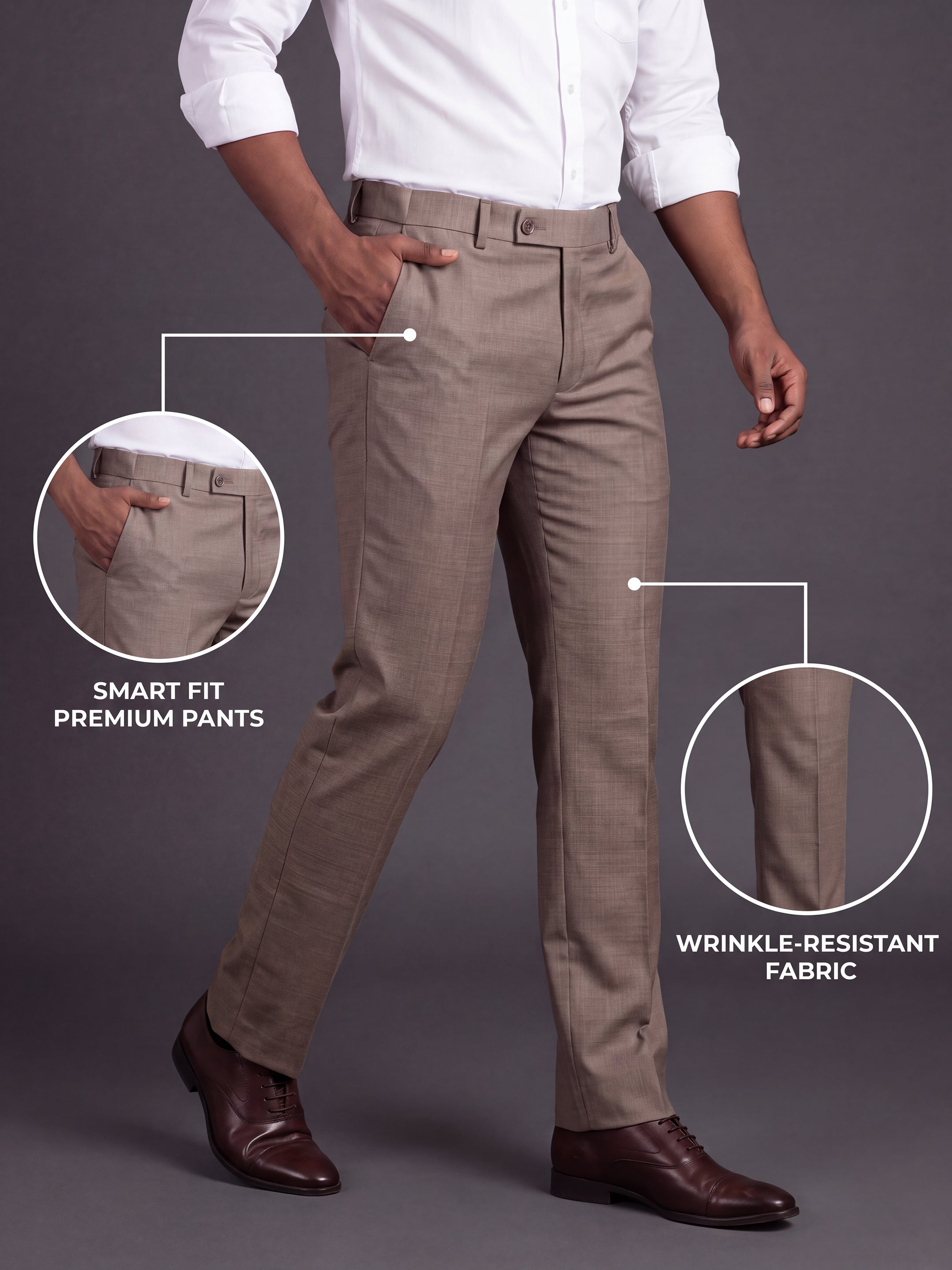Prima Club Cotton Poly Viscose Stretchable Waistband Brown Pants